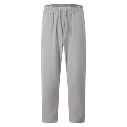 Pantalon décontracté pour homme en maille gaufrée avec cordon de serrage