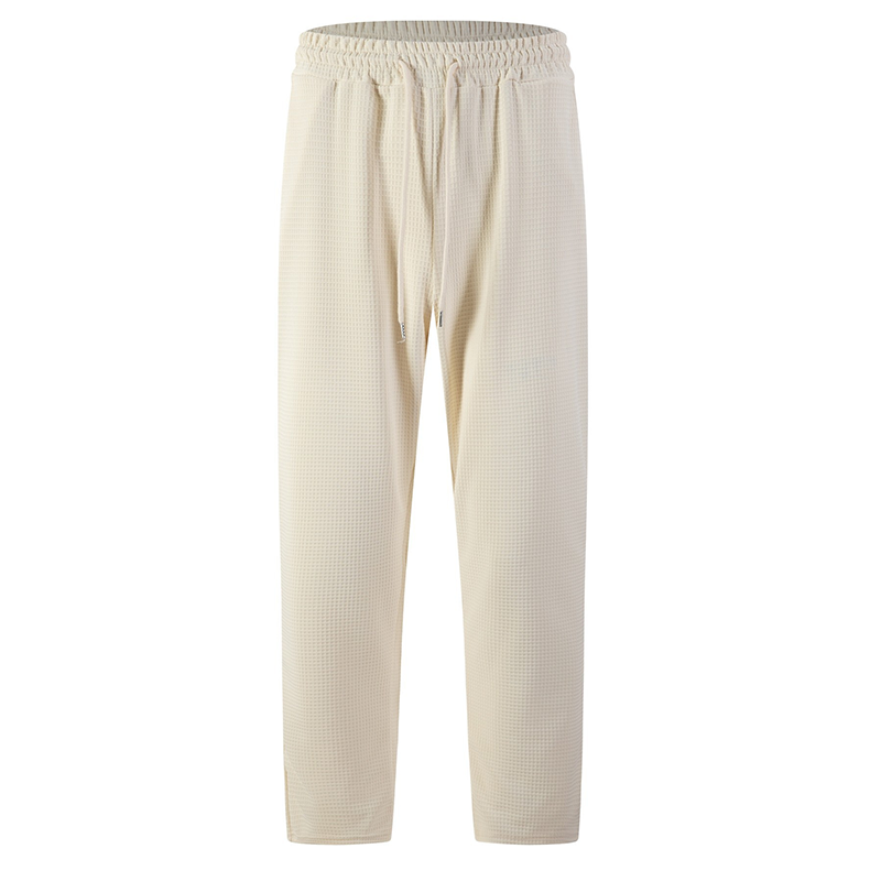 Pantalon décontracté pour homme en maille gaufrée avec cordon de serrage