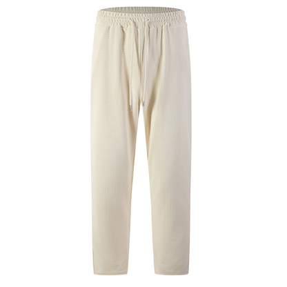 Pantalon décontracté pour homme en maille gaufrée avec cordon de serrage