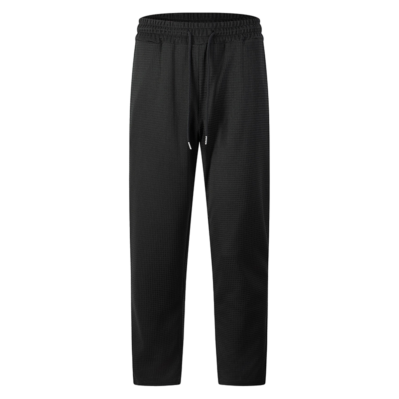 Pantalon décontracté pour homme en maille gaufrée avec cordon de serrage