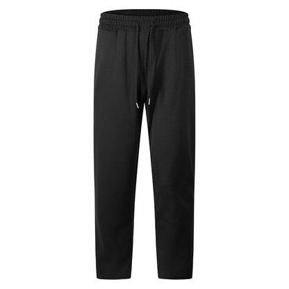 Pantalon décontracté pour homme en maille gaufrée avec cordon de serrage