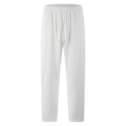 Pantalon décontracté pour homme en maille gaufrée avec cordon de serrage