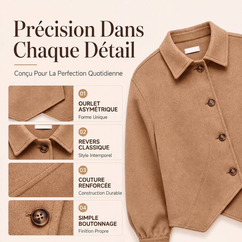 Veste boutonnée diagonale irrégulière pour femme