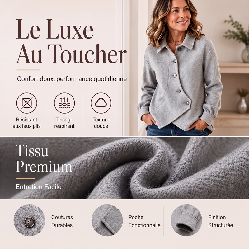 Veste boutonnée diagonale irrégulière pour femme