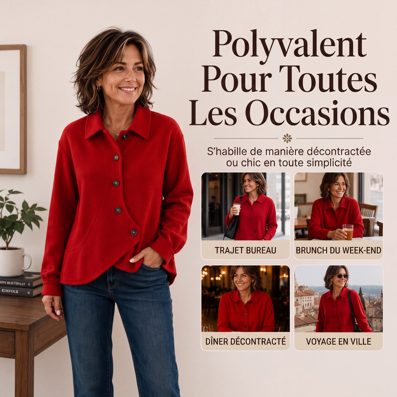 Veste boutonnée diagonale irrégulière pour femme