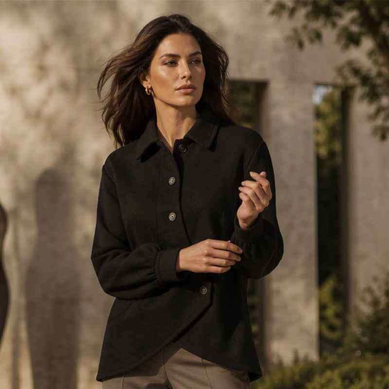 Veste boutonnée diagonale irrégulière pour femme