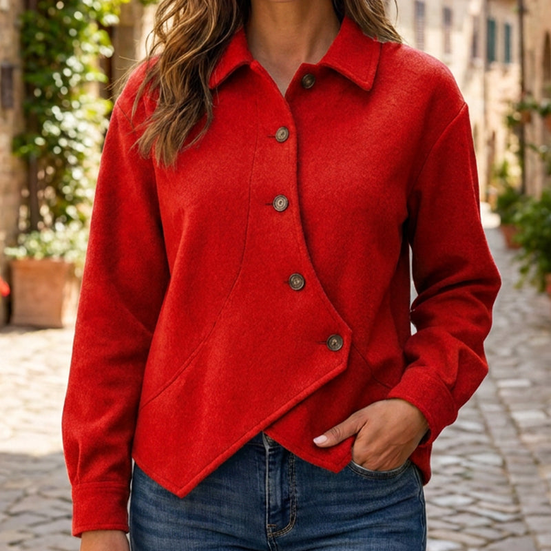 Veste boutonnée diagonale irrégulière pour femme