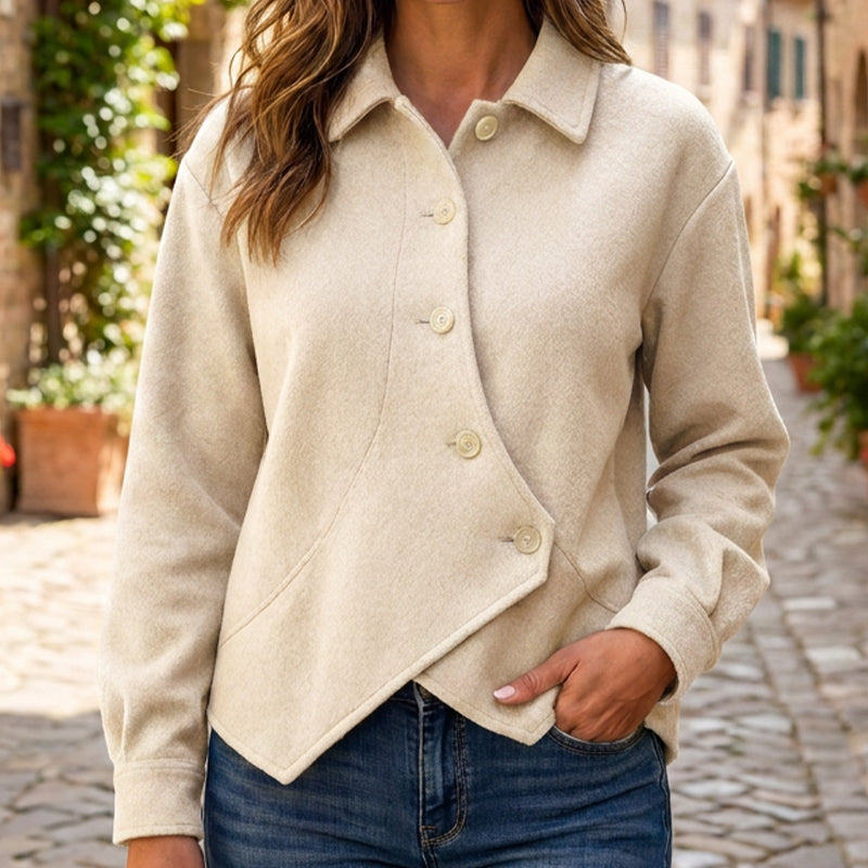 Veste boutonnée diagonale irrégulière pour femme