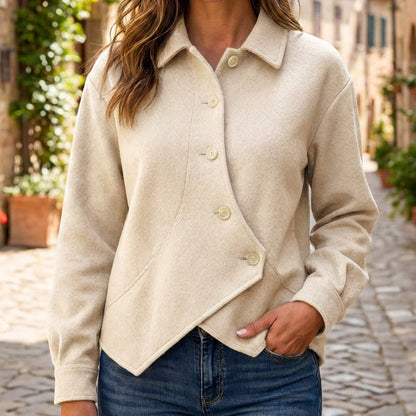 Veste boutonnée diagonale irrégulière pour femme