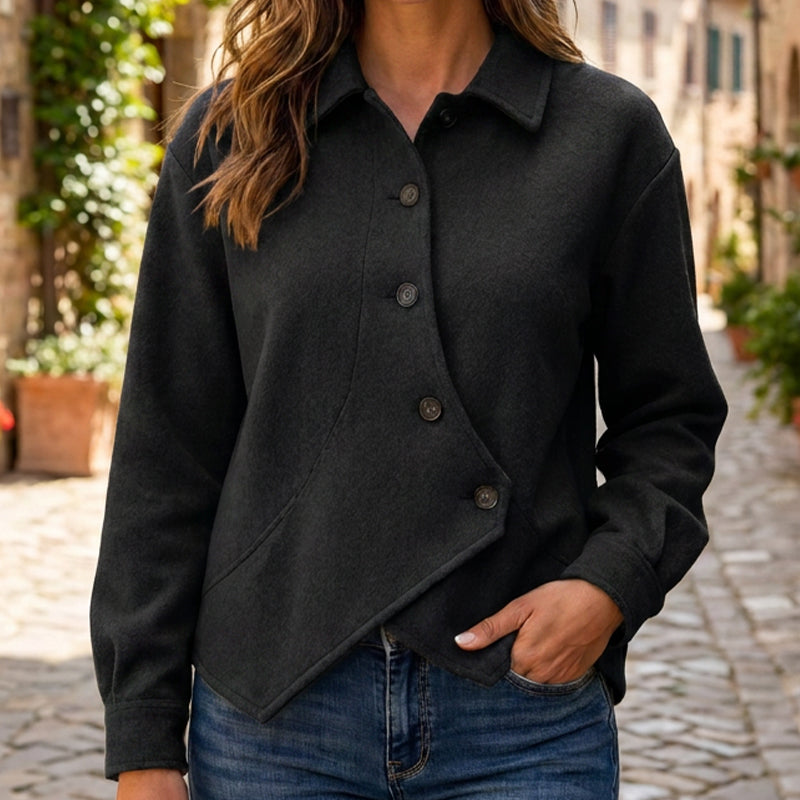 Veste boutonnée diagonale irrégulière pour femme