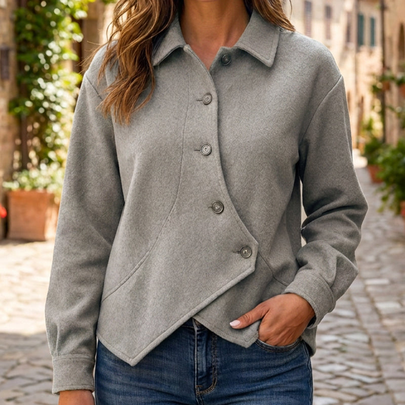 Veste boutonnée diagonale irrégulière pour femme