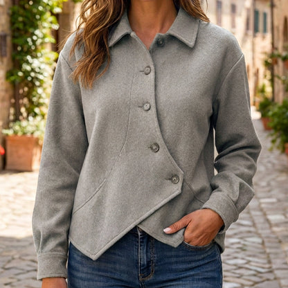 Veste boutonnée diagonale irrégulière pour femme