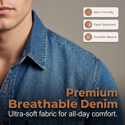 Chemise en jean à manches longues pour homme, style décontracté, boutonnée, avec cardigan