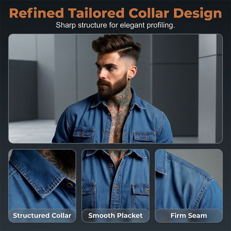Chemise en jean à manches longues pour homme, style décontracté, boutonnée, avec cardigan