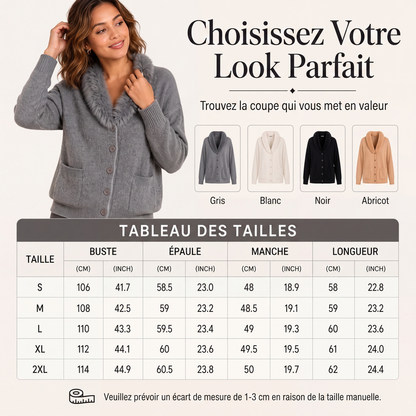 Cardigan en maille à col fourrure pour femme