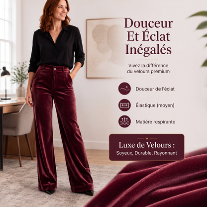 Pantalon taille haute large en velours pour femme