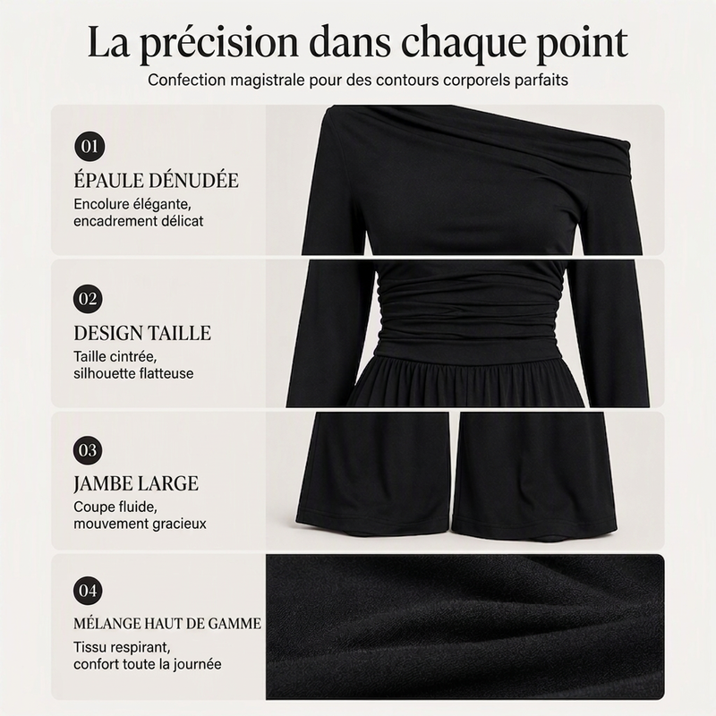 🌸 OFFRE LIMITÉE –50% ! ✨ Combinaison pantalon large à épaules dénudées pour femme