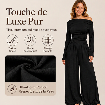 🌸 OFFRE LIMITÉE –50% ! ✨ Combinaison pantalon large à épaules dénudées pour femme