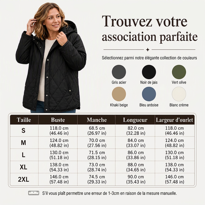 🌙 OFFRE LIMITÉE -50% ! 💕 Manteaux à capuche matelassés diamant pour femme, pour l'hiver