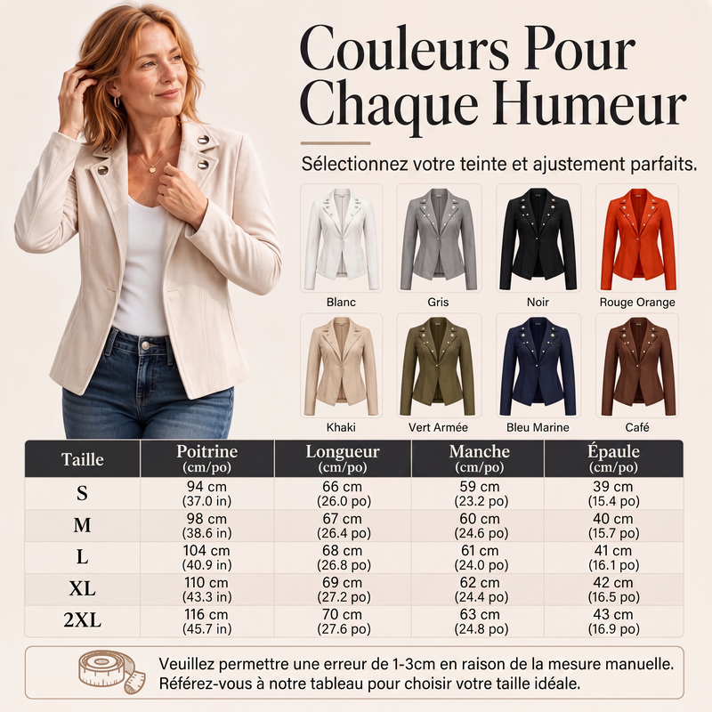 Veste cintrée chic pour femme avec col revers