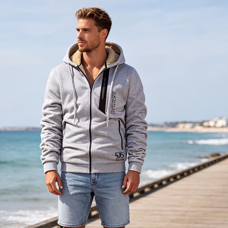 Veste chaude à capuche pour homme, doublure en peluche épaisse
