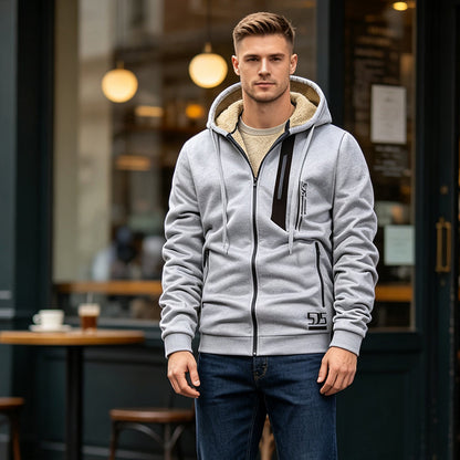 Veste chaude à capuche pour homme, doublure en peluche épaisse