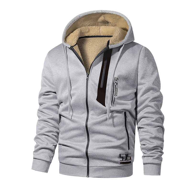 Veste chaude à capuche pour homme, doublure en peluche épaisse