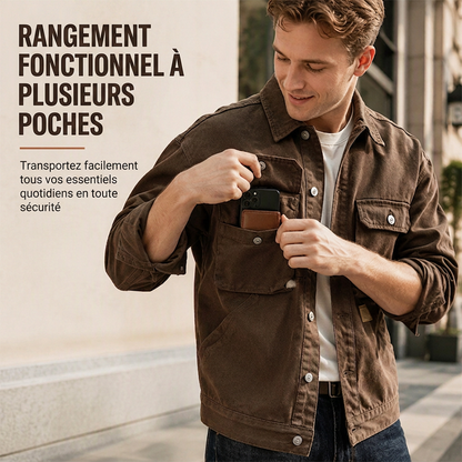 Veste cargo classique coupe ample pour homme