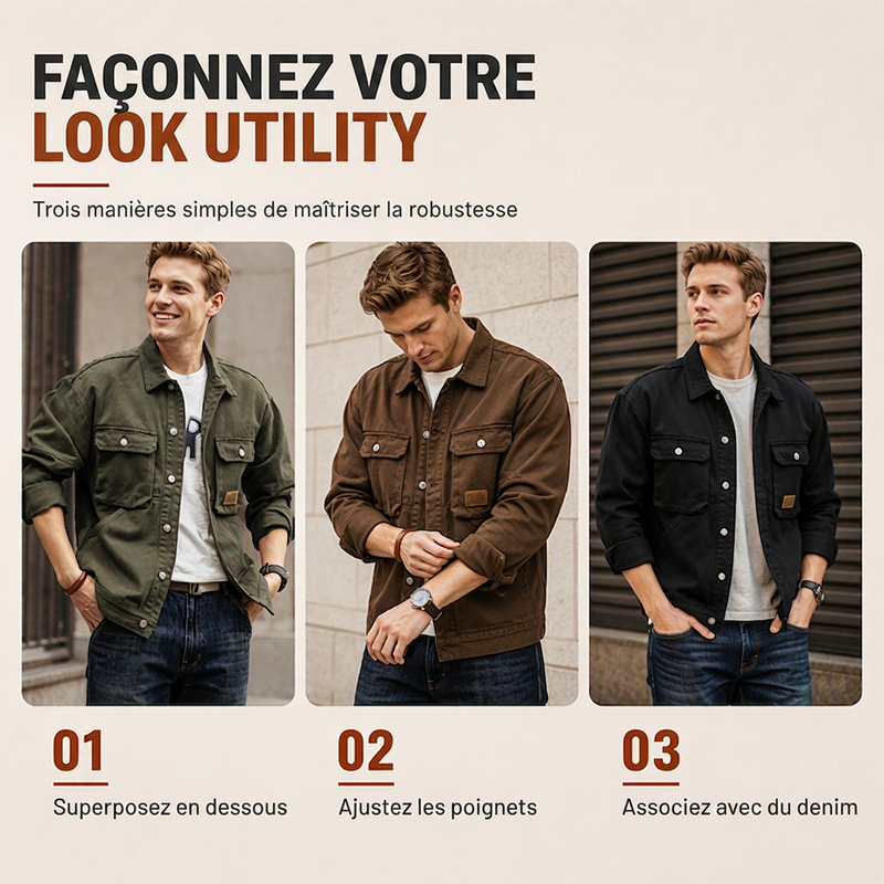 Veste cargo classique coupe ample pour homme