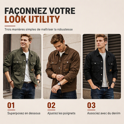 Veste cargo classique coupe ample pour homme