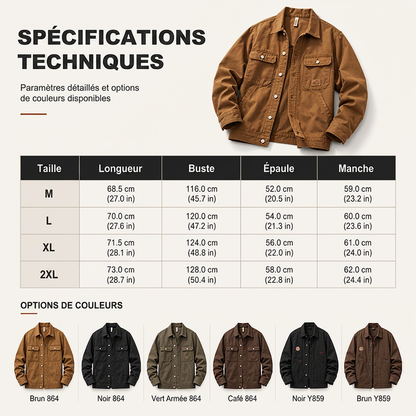 Veste cargo classique coupe ample pour homme