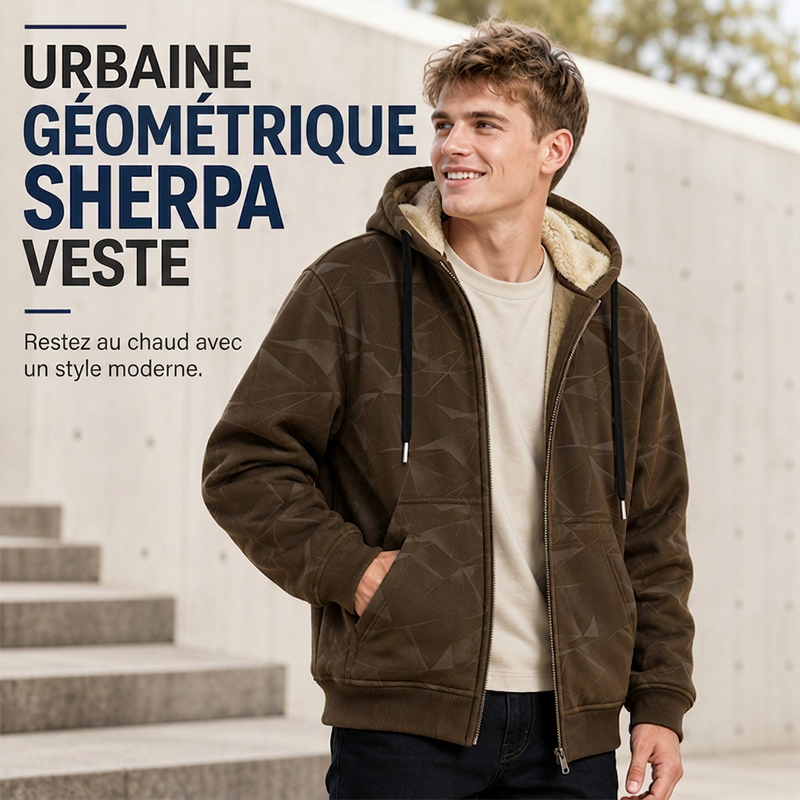 Veste à capuche zippée pour homme, doublée polaire pour l'hiver