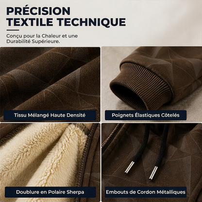 Veste à capuche zippée pour homme, doublée polaire pour l'hiver