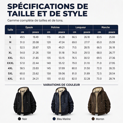 Veste à capuche zippée pour homme, doublée polaire pour l'hiver
