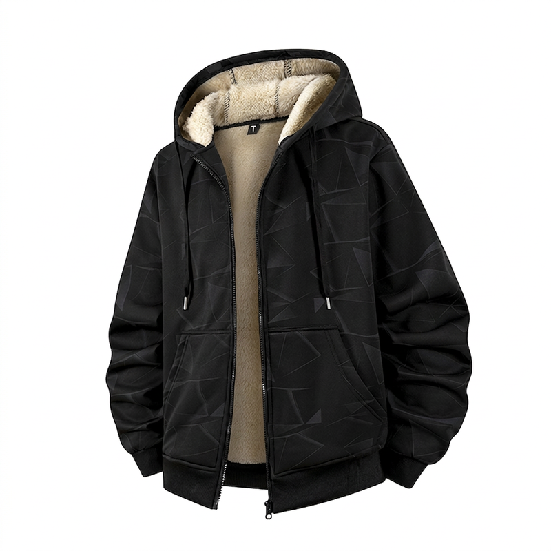 Veste à capuche zippée pour homme, doublée polaire pour l'hiver