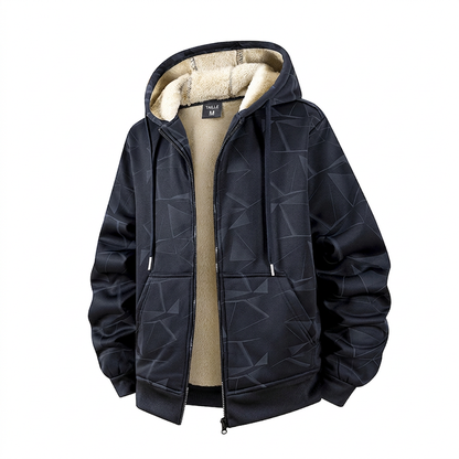 Veste à capuche zippée pour homme, doublée polaire pour l'hiver