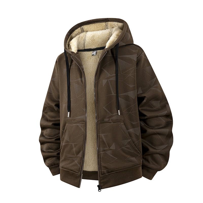 Veste à capuche zippée pour homme, doublée polaire pour l'hiver