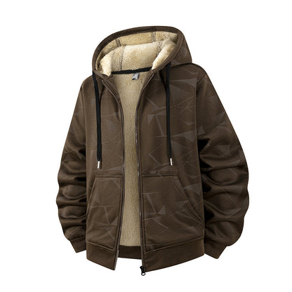Veste à capuche zippée pour homme, doublée polaire pour l'hiver