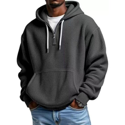 📢📢50 % DE RÉDUCTION !! ⏰ Sweat à capuche en maille à demi-zip pour homme