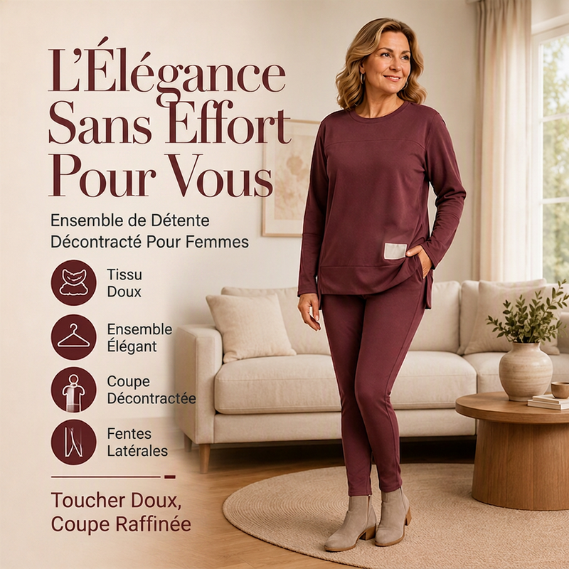 Ensemble femme haut à manches longues fendu et pantalon