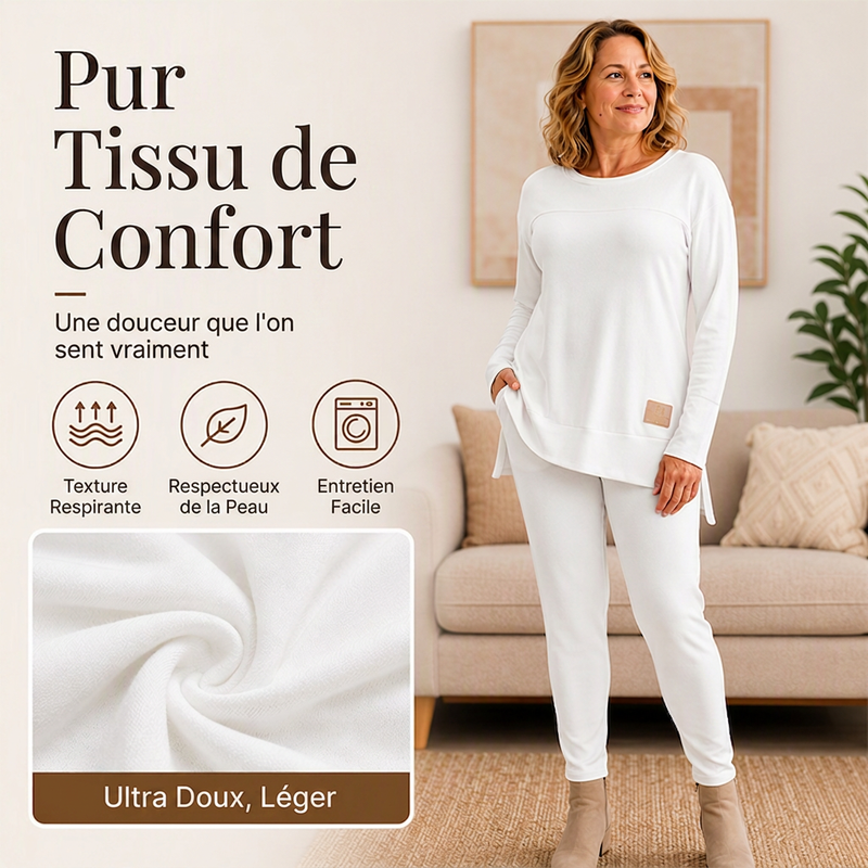 Ensemble femme haut à manches longues fendu et pantalon