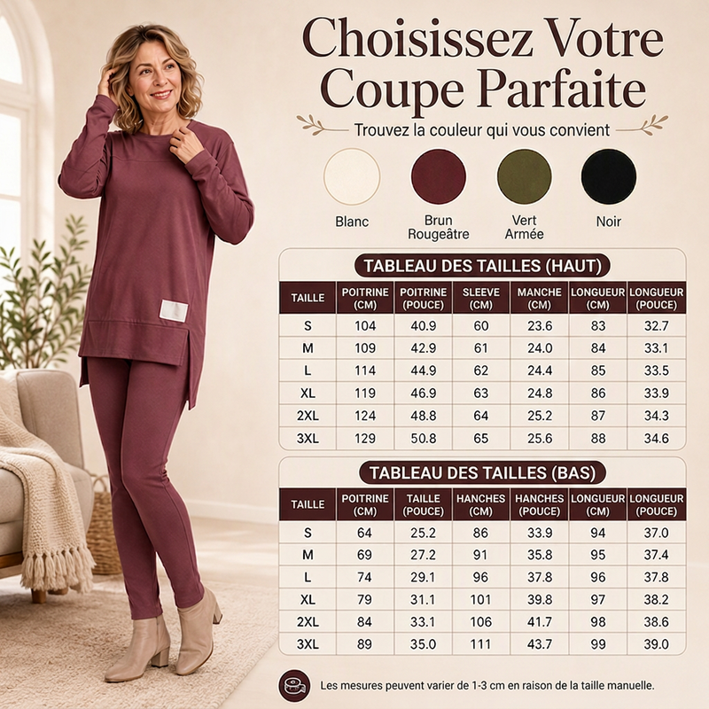 Ensemble femme haut à manches longues fendu et pantalon