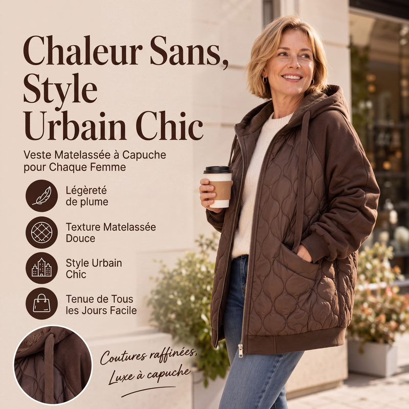 Veste matelassée à capuche et panneaux pour femmes