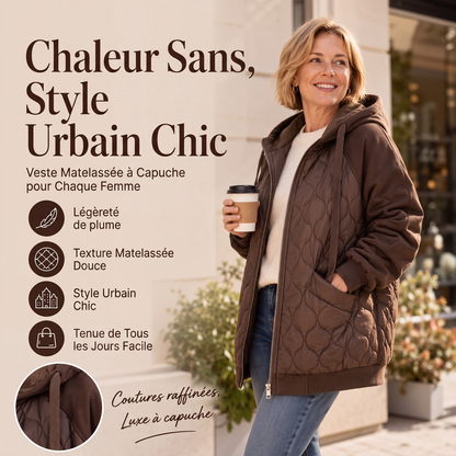 Veste matelassée à capuche et panneaux pour femmes
