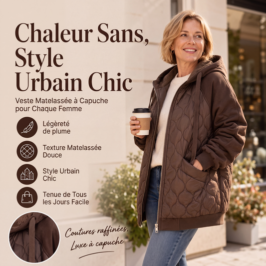 Veste matelassée à capuche et panneaux pour femmes