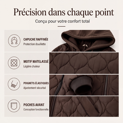 Veste matelassée à capuche et panneaux pour femmes