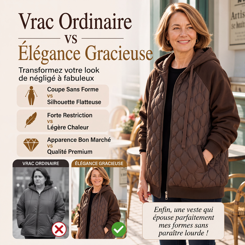 Veste matelassée à capuche et panneaux pour femmes