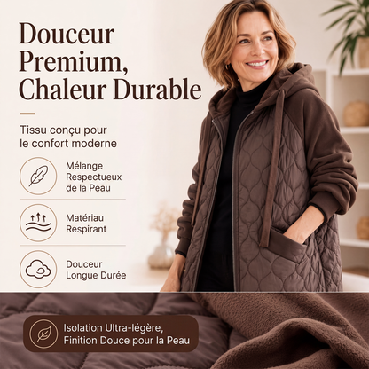 Veste matelassée à capuche et panneaux pour femmes