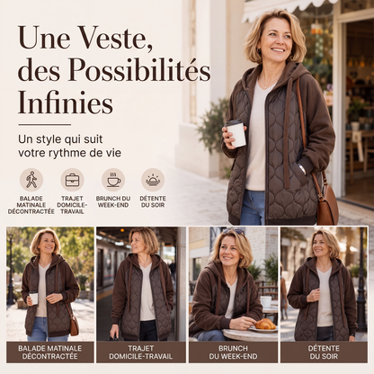 Veste matelassée à capuche et panneaux pour femmes
