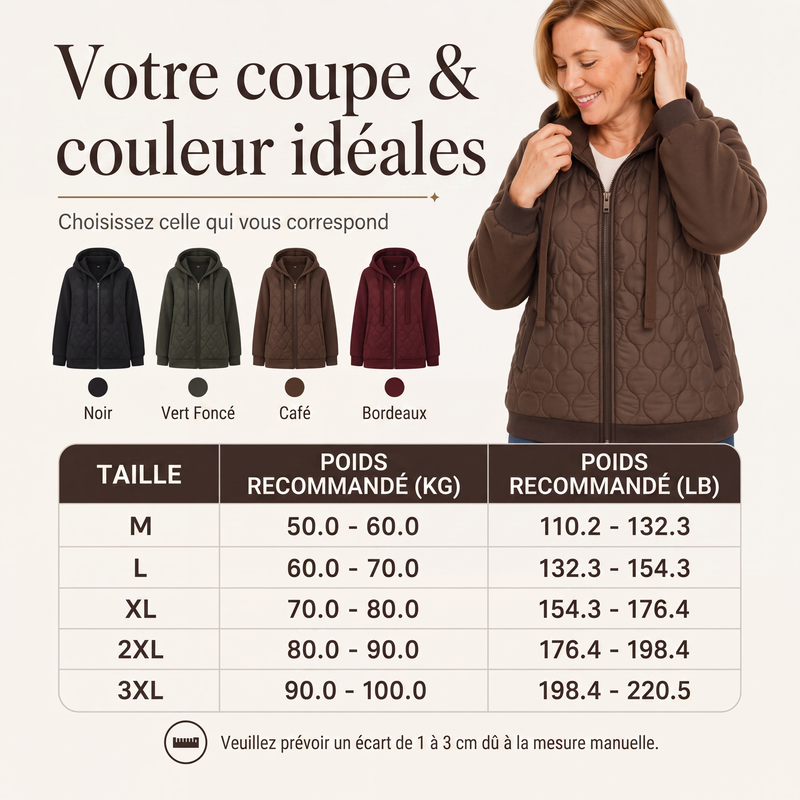 Veste matelassée à capuche et panneaux pour femmes